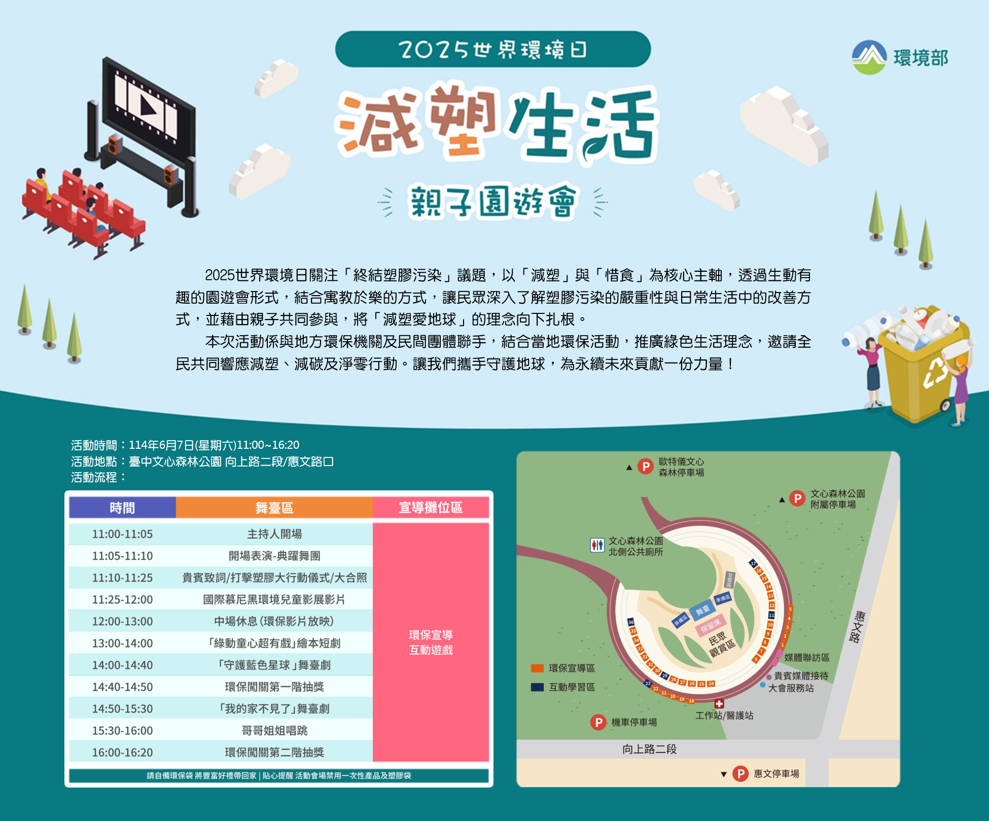 圖 響應世界環境日-終結塑料污染-6月7日文心森林公園減塑生活親子園遊會 記者王偉翻攝