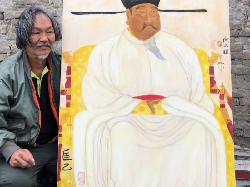 圖文：台南學甲老塘湖藝術村928連假 匡乙手指油畫創舊大師  展出近年新作真跡。