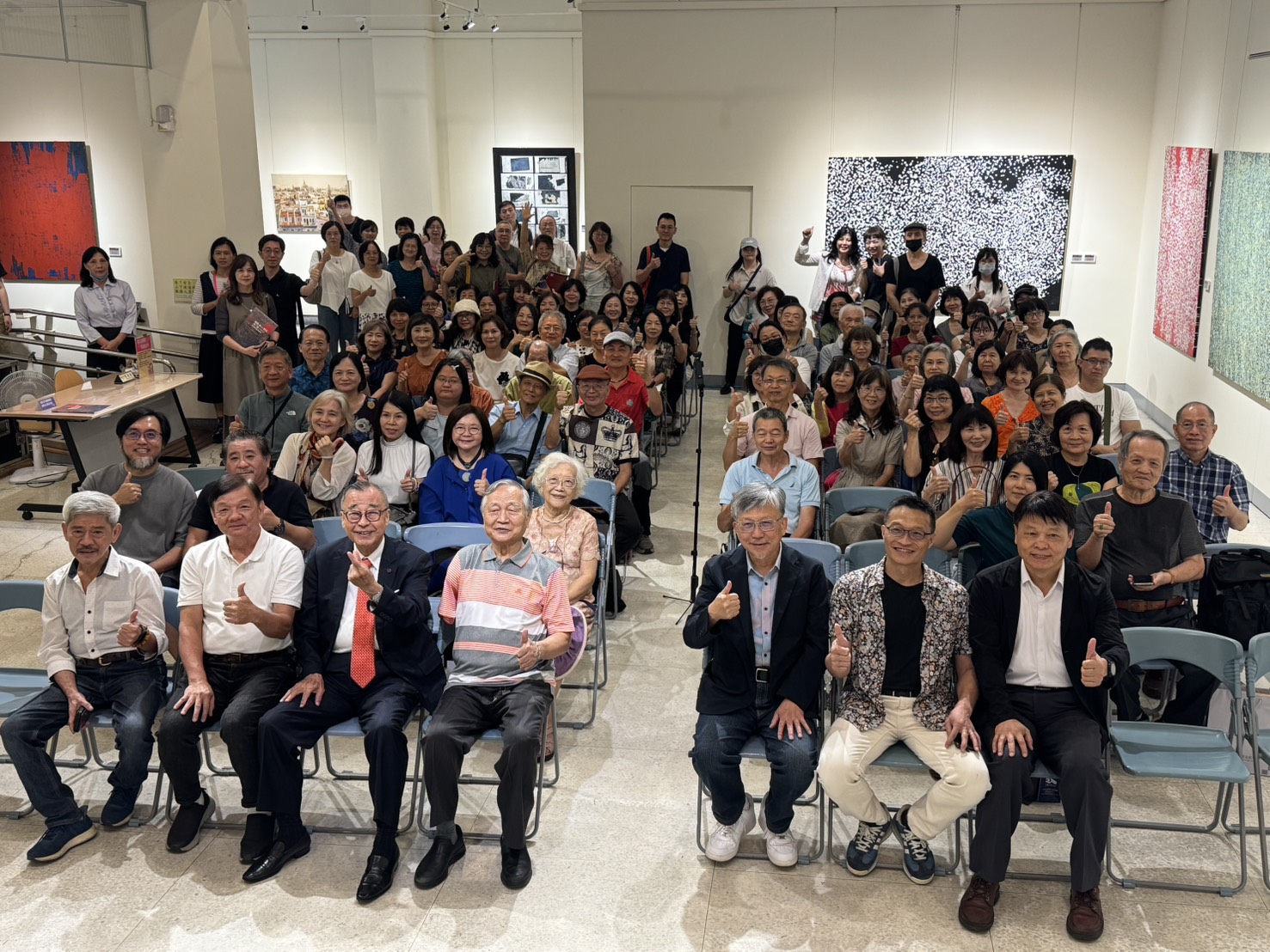 圖 廖吉雄85回顧展開幕大合照 記者王偉翻攝