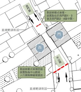 恆春西門試辦方案－西門路阻位置示意圖。