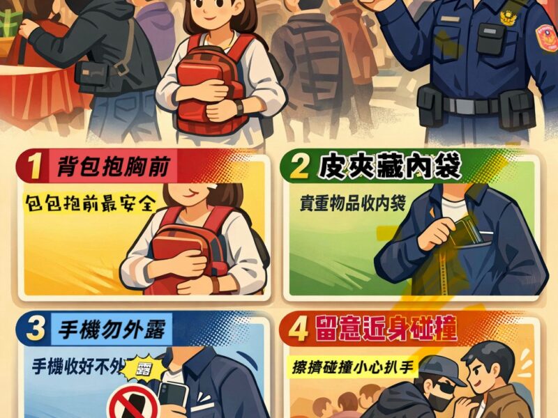 圖文：中市刑大：年貨大街防扒4撇步 宣導報你知。